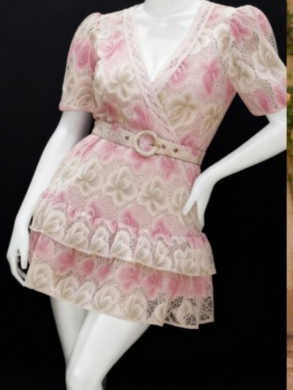 Just Me Pink and Yellow Floral High-Low Dress S,L Available